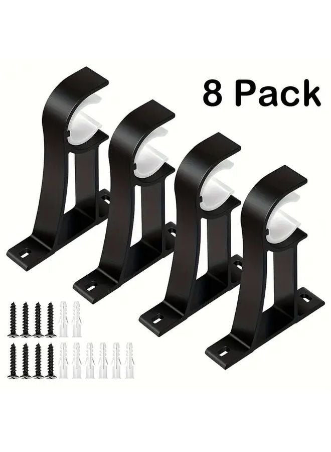 8 Pack Heavy Duty Curtain Rod Brackets Hangers For 1 To 1 2 Inch Drapes Black - Image 1